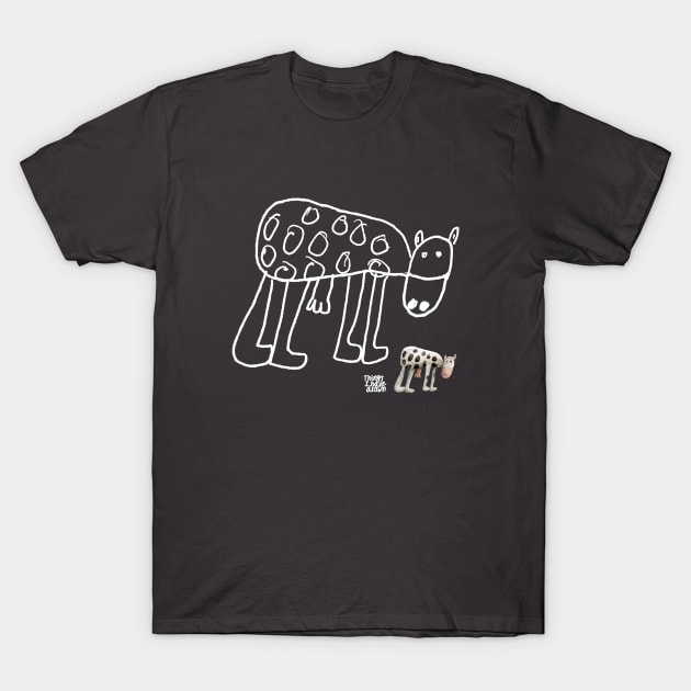 Kid-Drawn Cow / White Outline T-Shirt by Things I Have Drawn